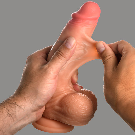 Real Skin Silicone Dildo with Balls - 8 Inch