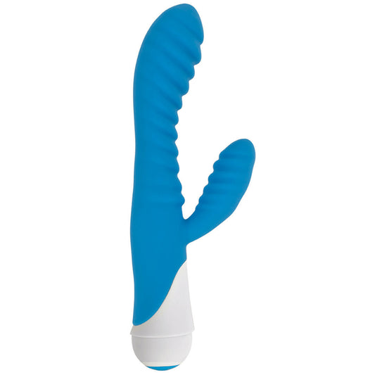 Celia 20x Ribbed Silicone Rabbit Vibe- Blue